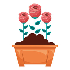 flowers in pot gardening spring decoration vector illustration