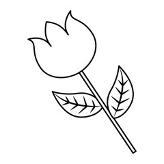flower stem petal leaves natural spring image vector illustration outline design