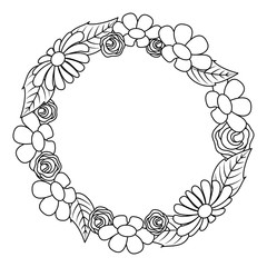 round floral flowers arrangement spring decoration vector illustration