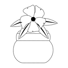 cute flower decorative in pot vector illustration design