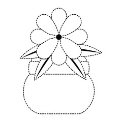 cute flower decorative in pot vector illustration design