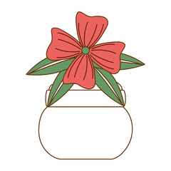 cute flower decorative in pot vector illustration design