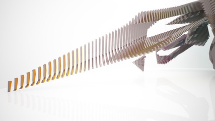 Abstract white and colored gradient parametric interior with window. 3D illustration and rendering.