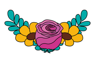 flowers and leaves natural spring decoration vector illustration