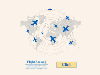 Worldwide traveling concept, booking hotels and flights with new technology for business tour marketing.