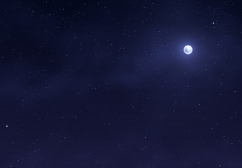 Naklejka na ściany i meble Light night sky with a bright moon. Space stars background.