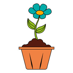 potted flower interior decoration garden spring vector illustration