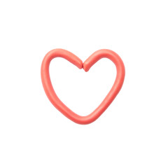 Closeup red plasticine for kid in heart shape isolated on white background with clipping path