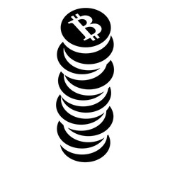 Icon: Stapel aus BITCOIN-Münzen – schwarz-weiß, Vektor, freigestellt