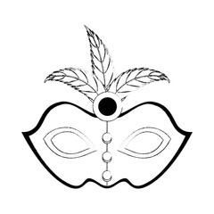 carnival mask with feathers vector illustration design