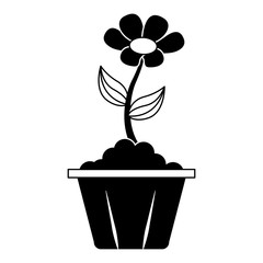 potted flower interior decoration garden spring vector illustration