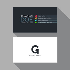 G Letter Modern Alphabet Business card design template