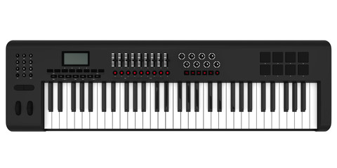 Obraz premium Klawiatura fortepianowa syntezator elektroniczny na białym tle