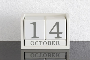 White block calendar present date 14 and month October