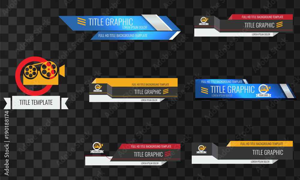 Wall mural set of video headline title template. unique banner design for video