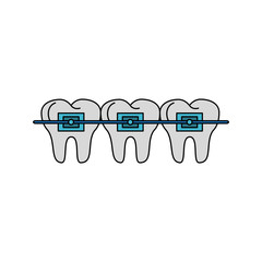 Teeths with brackets icon vector illustration graphic design