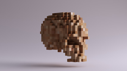 Wooden Pixelated 3d Skull