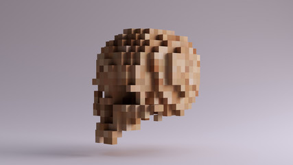 Wooden Pixelated 3d Skull