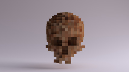 Wooden Pixelated 3d Skull
