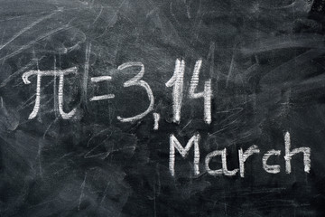 PI day concept. The value of PI and date