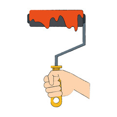 Hand holding paint brush icon vector illustration graphic design