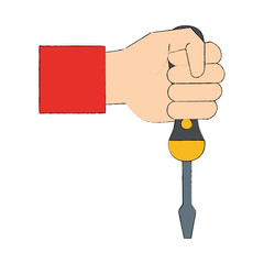 Hand holding screwdriver icon vector illustration graphic design