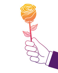 hand holding beautiful flower nature vector illustration