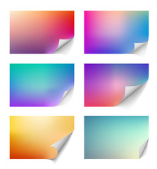 Set of templates of pages with curls and gradient blur, eps10 vector