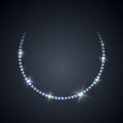 Diamond necklace on dark background - eps10 vector illustration