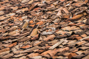 background of old damaged roof tiles