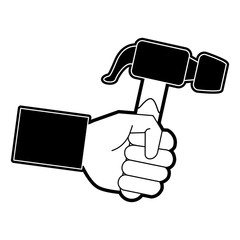 Hand holding hammer icon vector illustration graphic design