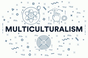 Conceptual business illustration with the words multiculturalism