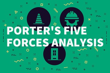 Conceptual business illustration with the words porter's five forces analysis