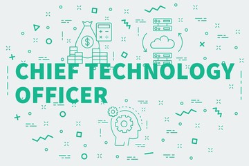 Conceptual business illustration with the words chief technology officer