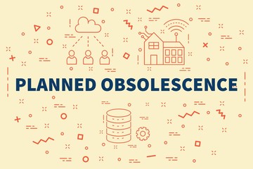 Conceptual business illustration with the words planned obsolescence