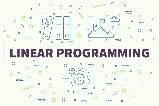 Conceptual business illustration with the words linear programming