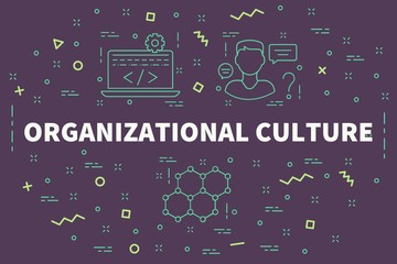 Conceptual business illustration with the words organizational culture