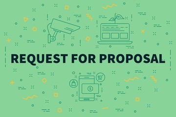 Conceptual business illustration with the words request for proposal