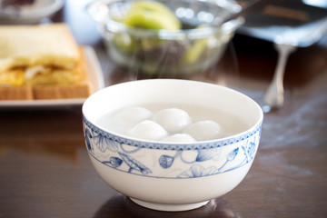 elegant bowl with rice glutinous ball