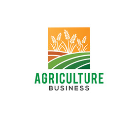 vector logo design illustration of agriculture business, tractor farm, soil farm, crop field,