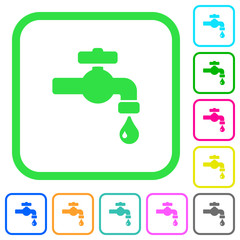 Water faucet with water drop vivid colored flat icons