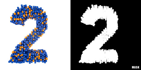 cyfra 2 3D sześciany kwadraty klocki piksele © vempireart
