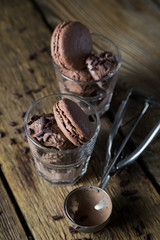 Chocolate ice cream with macaroons