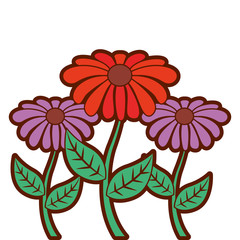 Obraz premium decoration three stem petal flower leaf botanical vector illustration