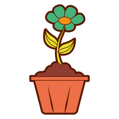 potted flower interior decoration garden spring vector illustration