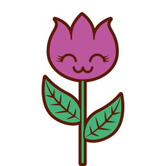 kawaii flower decoration character cartoon vector illustration
