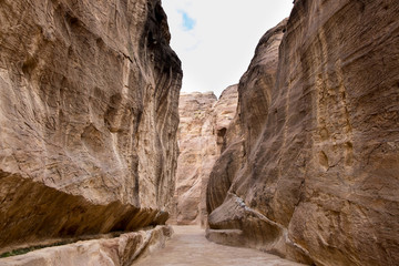 The Petra gorge at cold winter day