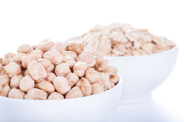 Low carbohydrates in assortment, chickpeas and oat flakes