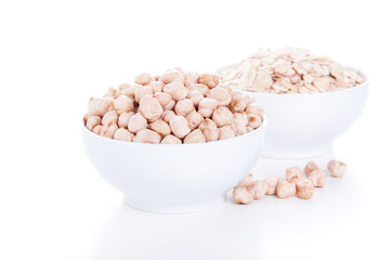 Low carbohydrates in assortment, chickpeas and oat flakes