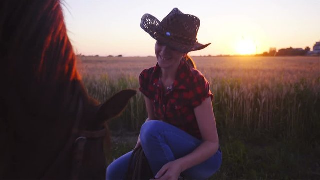 Playful western horse enjoy time with cowgirl partner 4K